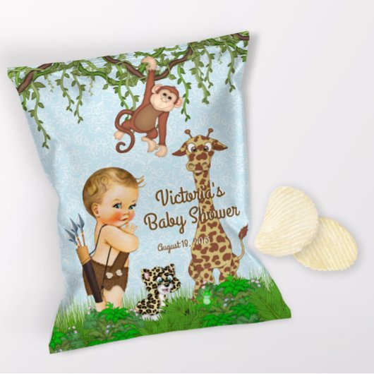 Boy Safari Animals Baby Shower Chip Bag Wrapper チラシ