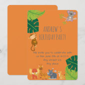 Boy Safari Birthday Invitation 招待状 (正面/裏面)