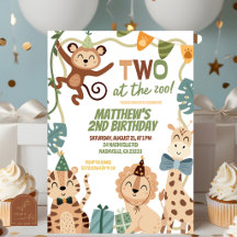Boy Safari Birthday party animals invitation