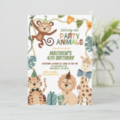 Boy Safari Birthday party animals invitation 招待状 (スタンド正面)