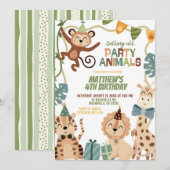 Boy Safari Birthday party animals invitation 招待状 (正面/裏面)