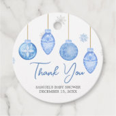 Boy Santa Baby Christmas Baby Shower Round フェイバータグ (正面)