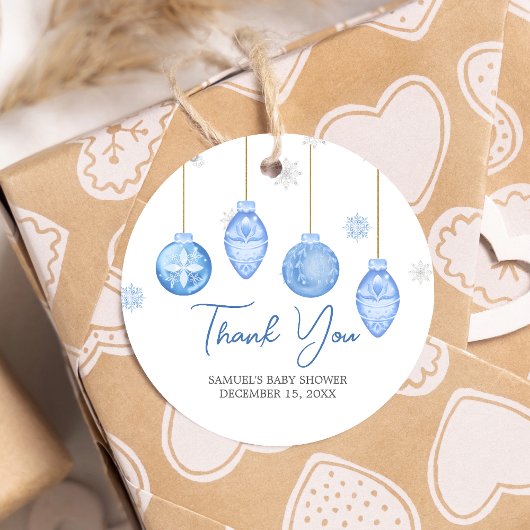 Boy Santa Baby Christmas Baby Shower Round フェイバータグ