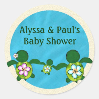 BOY Sea TURTLE Baby Shower (Honu) 02B 空白の #02 ラウンドシール
