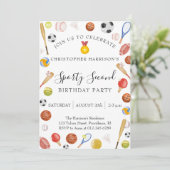 Boy Second Birthday Party Sports 招待状 (スタンド正面)