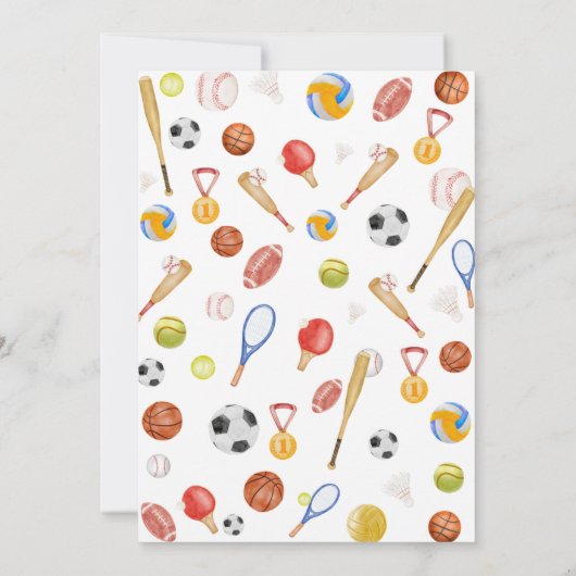 Boy Second Birthday Party Sports 招待状 (裏面)