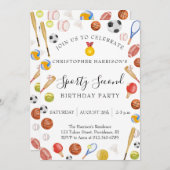 Boy Second Birthday Party Sports 招待状 (正面/裏面)