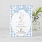 Boy Silly Goose 1st first birthday invite, goose. 招待状 (スタンド正面)