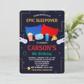  Boy Sleepover Video Game Birthday Party  招待状 (スタンド正面)