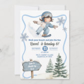 Boy Snowboarding Birthday 招待状 (正面)