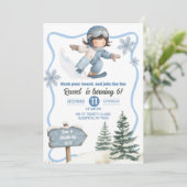 Boy Snowboarding Birthday 招待状 (スタンド正面)