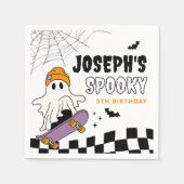 Boy Spooky Halloween Birthday Party Napkins スタンダードカクテルナプキン (正面)