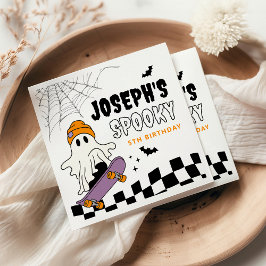Boy Spooky Halloween Birthday Party Napkins スタンダードカクテルナプキン