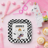 Boy Spooky Halloween Birthday Party Paper Plates ペーパープレート (パーティー)