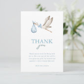 Boy Stork It Takes A Village Winter Baby Shower サンキューカード (スタンド正面)