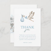 Boy Stork It Takes A Village Winter Baby Shower サンキューカード (正面/裏面)