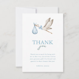 Boy Stork It Takes A Village Winter Baby Shower サンキューカード