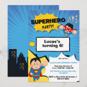 Boy Superhero Birthday Invitation 招待状 (正面/裏面)