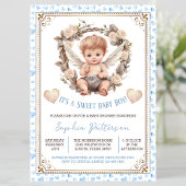 Boy Sweet Valentine Cherub Baby Shower 招待状