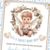 Boy Sweet Valentine Cherub Baby Shower 招待状