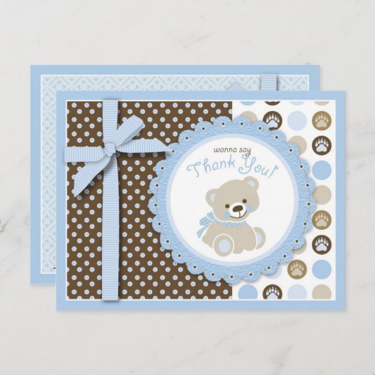 Boy Teddy Bearありがとうポストカード ポストカード (正面/裏面)