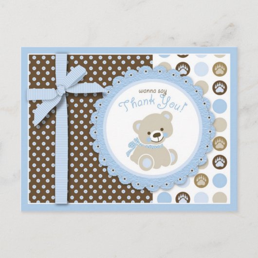 Boy Teddy Bearありがとうポストカード ポストカード (正面)