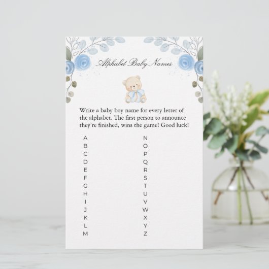 Boy Teddy Bear Baby Names Baby Shower Game (スタンド正面)