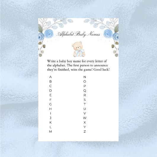 Boy Teddy Bear Baby Names Baby Shower Game