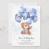 Boy Teddy Bear Baby Shower 招待状 (正面)
