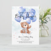 Boy Teddy Bear Baby Shower 招待状 (スタンド正面)