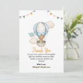 Boy Teddy Bear Baby Shower Thank You Flat Cards サンキューカード (スタンド正面)