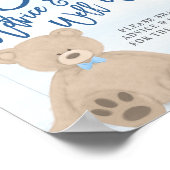 Boy Teddy Bear Blue Balloon Baby Advice Sign ポスター (角)