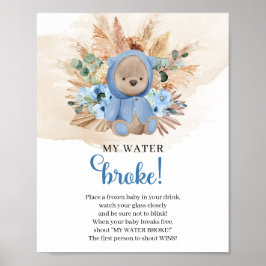 Boy Teddy bear tropical My Water Brokeゲームサイン ポスター