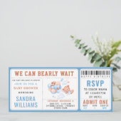 Boy Teddy Bear "We Can Bearly Wait" ベビーシャワー 招待状 (スタンド正面)