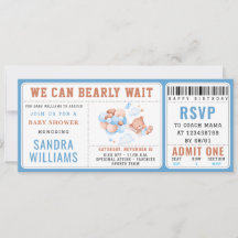 Boy Teddy Bear "We Can Bearly Wait" ベビーシャワー 