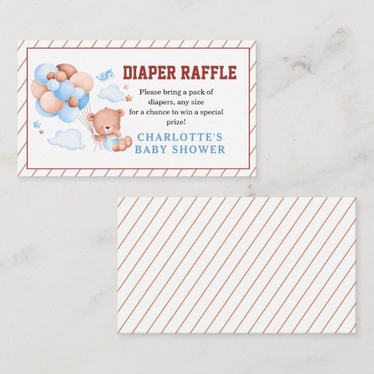 Boy Teddy Bear “We Can Bearly Wait” Baby Shower エンクロージャーカード (正面/裏面)