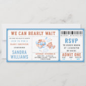 Boy Teddy Bear “We Can Bearly Wait” Baby Shower 招待状 (正面)