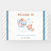 Boy Teddy Bear “We Can Bearly Wait” Baby Shower 横断幕 (横)