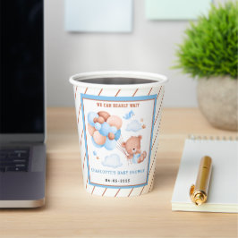 Boy Teddy Bear “We Can Bearly Wait” Baby Shower 紙コップ