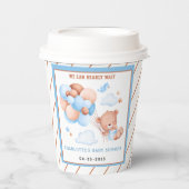 Boy Teddy Bear “We Can Bearly Wait” Baby Shower 紙コップ (正面)