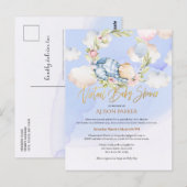 Boy Teddy Bear Woodland Virtual Baby Shower Invita ポストカード (正面/裏面)