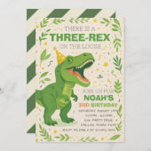 Boy Three-Rex Dinosaur Birthday 招待状 (正面/裏面)