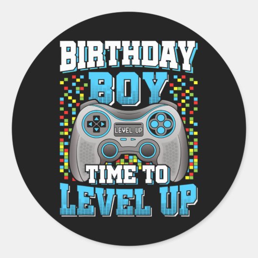 Boy Time To Level Upビデオゲーム誕生日Kid 2 ラウンドシール (正面)