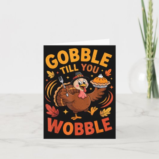 Boy Toddler Gobble Till You Wobble Turkey Funny Th カード (正面)