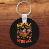 Boy Toddler Gobble Till You Wobble Turkey Funny Th キーホルダー (正面)