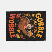 Boy Toddler Gobble Till You Wobble Turkey Funny Th フリースブランケット (正面(横))