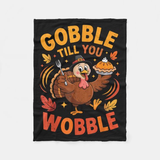 Boy Toddler Gobble Till You Wobble Turkey Funny Th フリースブランケット (正面)