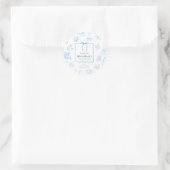 Boy Toile De Jouy Blue Baby Shower ラウンドシール (バッグ)