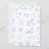 Boy Toile De Jouy Blue Baby Shower Invitation 招待状 (裏面)