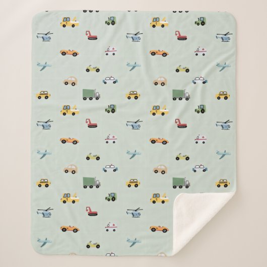 Boy truck, vehicle pattern シェルパブランケット (正面)